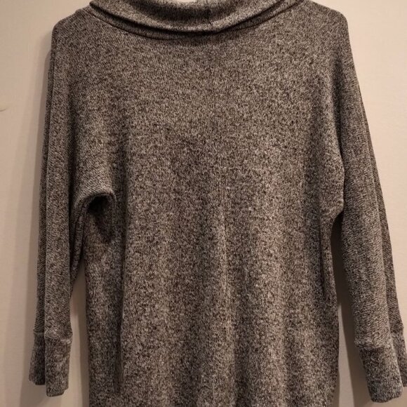 🍁2/30🍁Vintage Y2K Sweater Knit Cowl Neck 3/4 length Dolman Sleeve Salt+Pepper - Picture 5 of 15